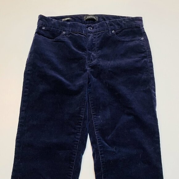 Talbots Pant Trouser Corduroy Navy Blue Slim Ankle Fray Hem Winter Sweater 6 - Picture 3 of 11